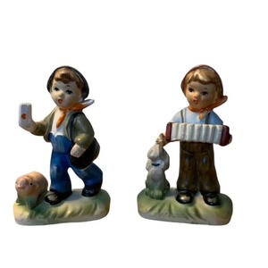 SET of 2 Japan vintage mailboy and accordion player figurines